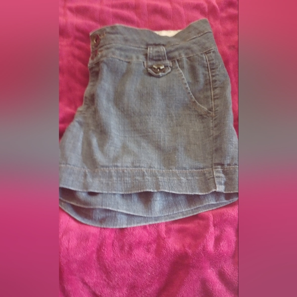 7 For All Mankind High Waist Denim Mini Skirt - Blue
